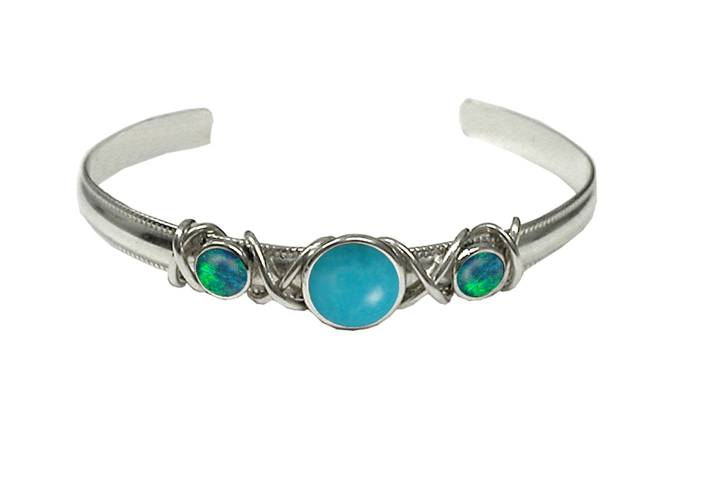 Sterling Silver Hand Made Cuff Bracelet With Turquoise and